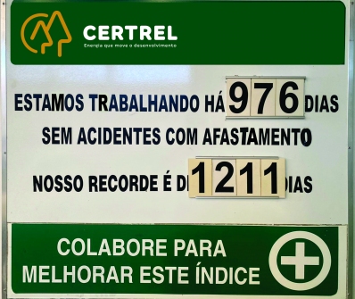 976 dias sem acidentes com afastamento